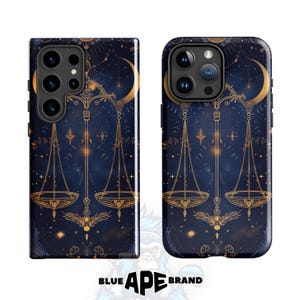 Libra Midnight Balance Phone Case | Celestial Libra Scales Design for iPhone & Samsung Galaxy | Zodiac Balance | Moon Art