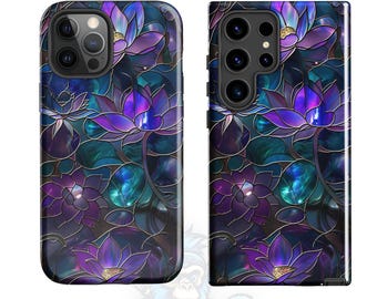 Mystic Lotus Stained Glass Phone Case | Artistic Floral Design | iPhone & Samsung Galaxy | Personalized Cover
