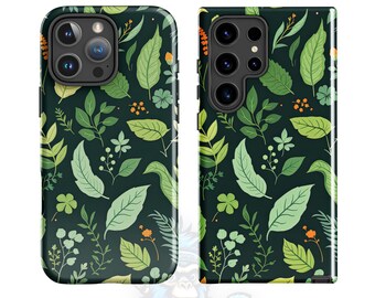 Green Leaves Floral Phone Case: Eco-Inspired Nature Art