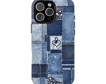 デニムパッチワークのiPhone＆Galaxyケース：ヴィンテージジーンズ生地