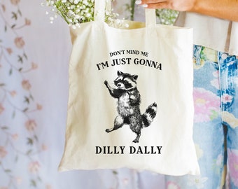 Bolso de mano Dilly Dally, bolso de mano de mapache divertido, bolso de mano de mapache vintage retro, Wierdcore, bolso de mano gráfico, estética de mapache, regalo de mapache