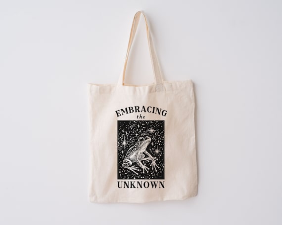 Embracing the Unknown Tote Bag, Retro Frog Tote Bag, Vintage Frog 