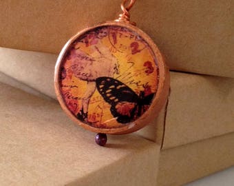 Time Passages - Double Sided Copper and Resin Pendant