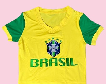 Vintage Brazil Crop Top y2k baby tee 90's 2000's Brasil cropped t-shirt