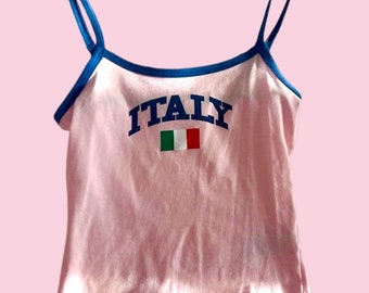 Vintage Italy Tank top y2k baby tee 90's 2000's Italia cropped sleeveless crop top