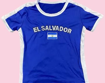 Vintage El Salvador Crop top y2k baby tee 90's 2000's El Salvador cropped t-shirt