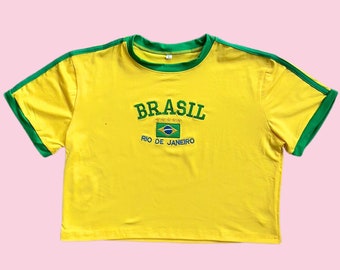Vintage Brazil Crop Top y2k baby tee 90's 2000's Brasil cropped t-shirt