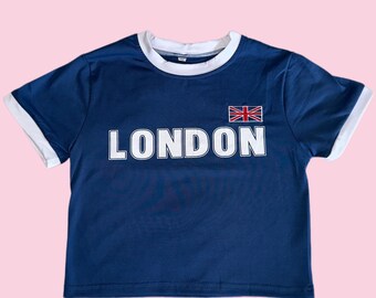 Vintage London Baby tee y2k crop top 90's 2000's England core cropped t-shirt
