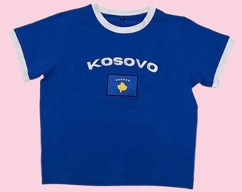 Vintage Kosovo Baby tee y2k crop top 90's 2000's Kosovo core cropped t-shirt