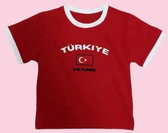 Vintage Turkey Baby tee y2k crop top 90's 2000's Turkey core cropped t-shirt