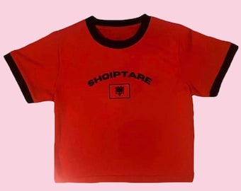 Vintage Albania Baby tee y2k crop top 90's 2000's Shqiptare core cropped t-shirt