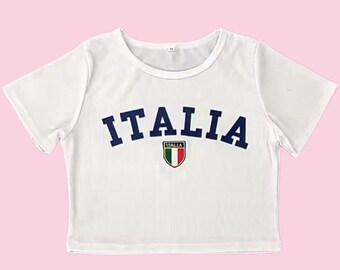 Vintage Italy Crop top y2k baby tee 90's 2000's Italia cropped t-shirt