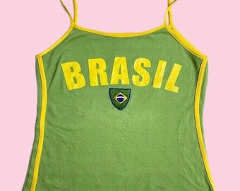 Vintage Brazil Tank top y2k crop top 90's 2000's Brasil core cropped baby tee