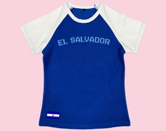 Vintage El Salvador Crop top y2k baby tee 90's 2000's El Salvador cropped t-shirt