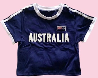Vintage Australia Crop top y2k baby tee 90's 2000's Green Australia cropped t-shirt