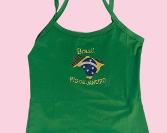 Vintage Brazil Tank top y2k baby tee 90's 2000's Brazil cropped sleeveless crop top