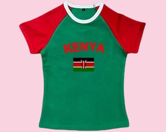Vintage Kenya Crop top y2k baby tee 90's 2000's Kenya cropped t-shirt