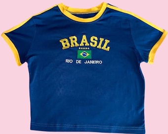 Vintage Brazil Crop Top y2k baby tee 90's 2000's Brasil cropped t-shirt