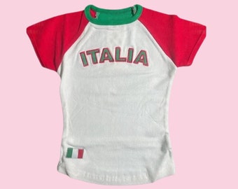 Vintage Italy Crop top y2k baby tee 90's 2000's Italia cropped t-shirt
