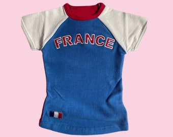 Vintage France Crop top y2k baby tee 90's 2000's France cropped t-shirt