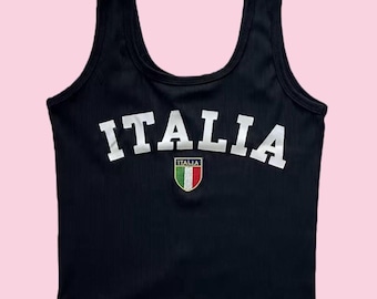 Vintage Italy Tank top y2k baby tee 90's 2000's Italia cropped sleeveless crop top