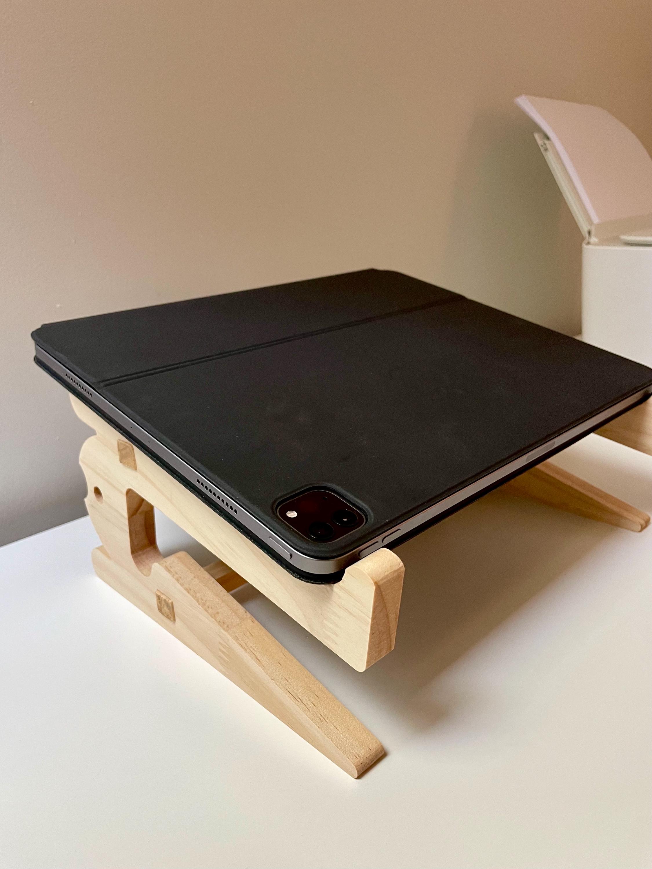 Handcrafted Wooden Laptop & Tablet Stand Ergonomic Riser for Desk ...