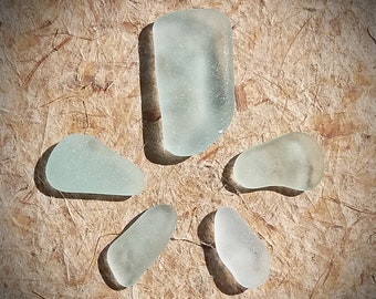 SEAFOAM Aquamarine BLUE Genuine Flawless Sea-Tumbled Sea Glass Jewelry Grade Loose (5)