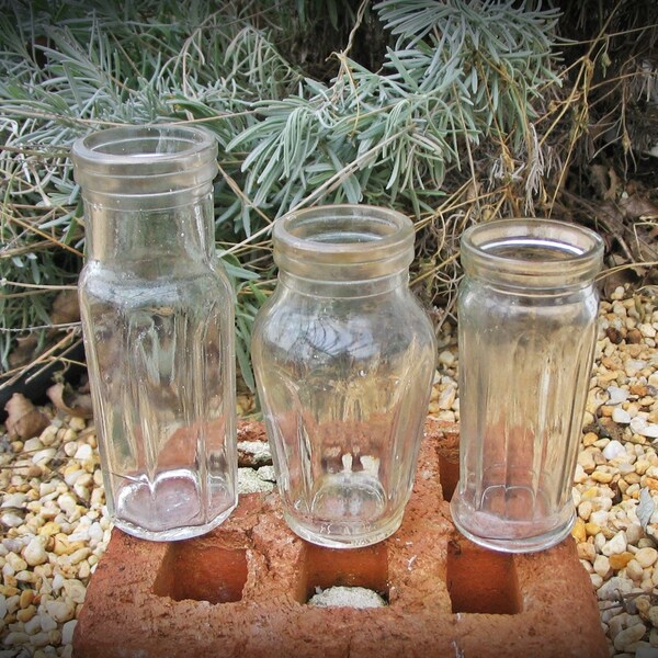 Antique Bottles-c1920s Clear Wide-Mouth Set (3)