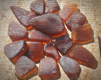 Rootbeer BROWN Genuine Flawless Sea-Tumbled Sea Glass Jewelry Grade Loose (20)