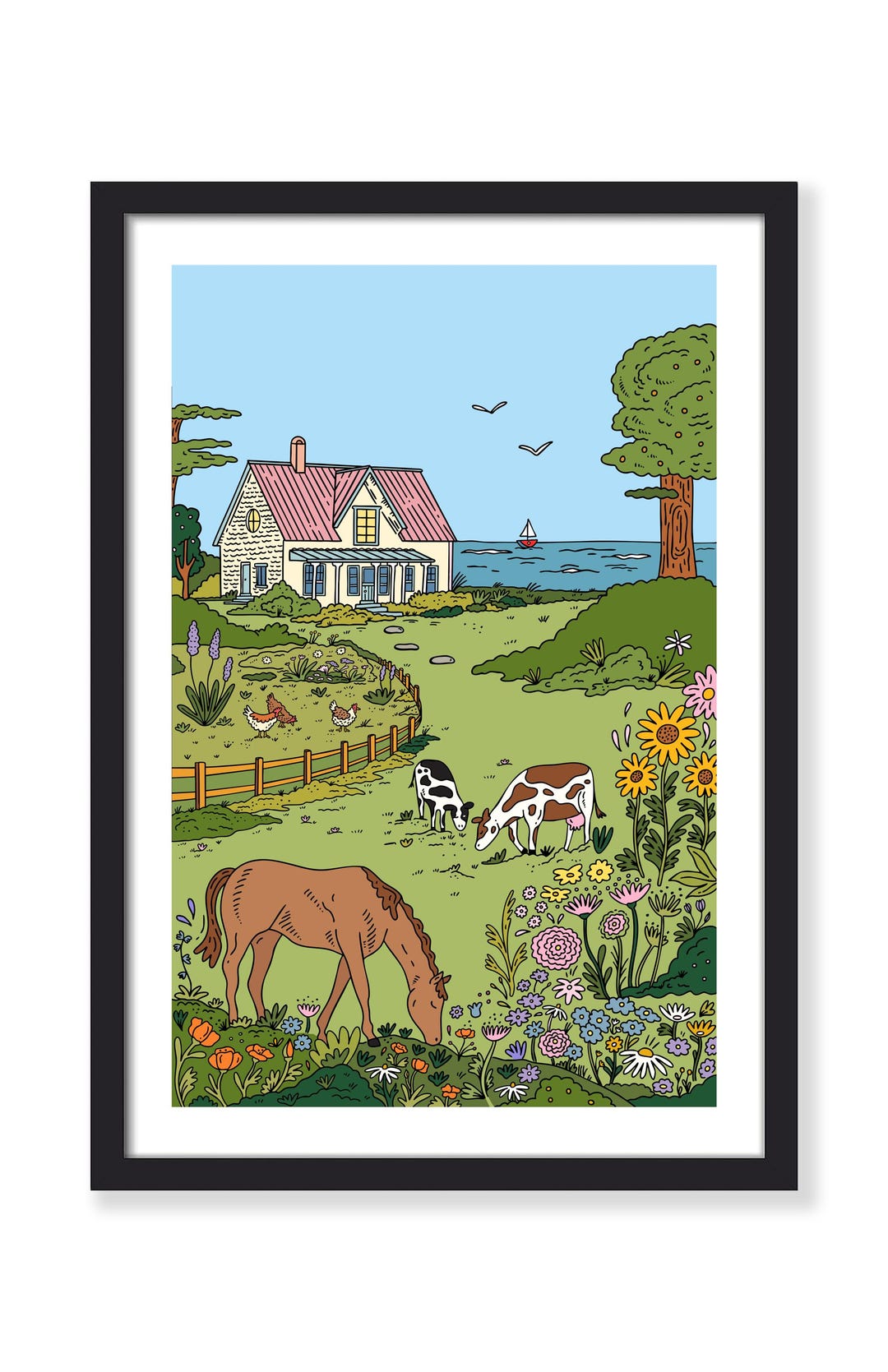 Seaside Cottage - Art Print - Etsy