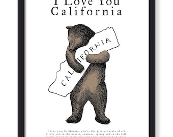 I love You California Bear - Art Print