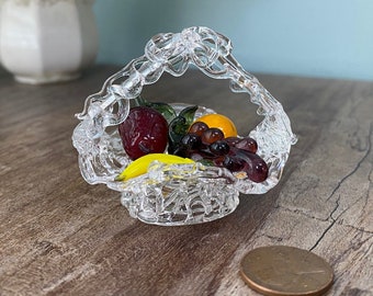 Vintage Spun Glass Basket with Fruit