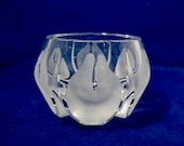 Vintage Etched Crystal Bowl - Art Nouveau Design, Clear Cut Petite Bowl, Heavy Clear Decorative Collectible