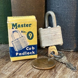 Vintage Master No. 9 Cub Padlock with Original Box and Keys