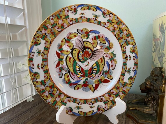 Vintage Chinese 1000 Butterflies Handpainted Plate