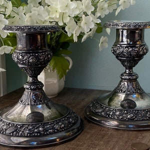 Vintage Silverplate Candlesticks, Pair of Candle Holders, Jennings Brother Bridgeport Connecticut