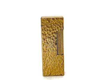Vintage Dunhill Lighter Goldplated Rollagas with Bark Finish