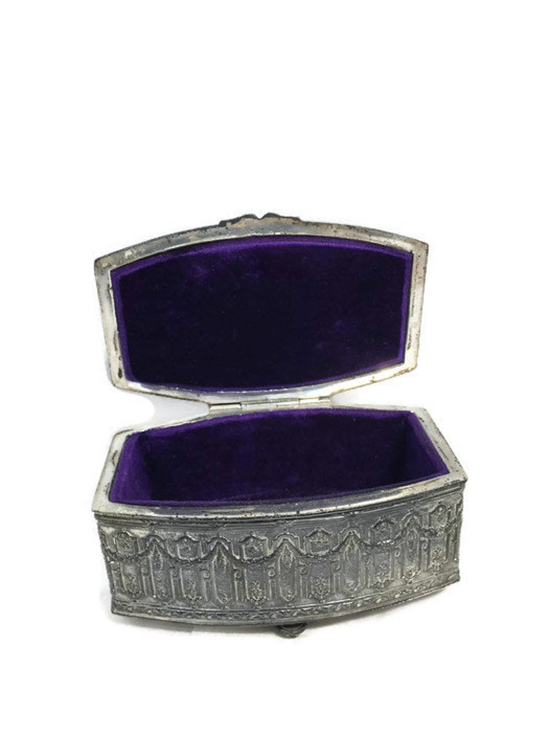 Jewellery Storage Antique Jewelry Box Velvet Interior Jennings Brothers Silverplated Jewel Casket Ornate Jewel Chest