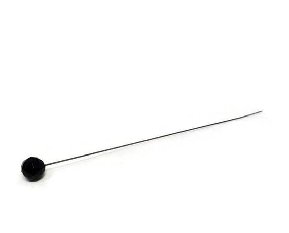 Antique Hat Pin - Black Glass Ball, 11" tall, Col… - image 6