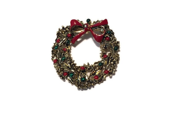 Christmas Wreath Pin - vintage. Women's Brooch, R… - image 10
