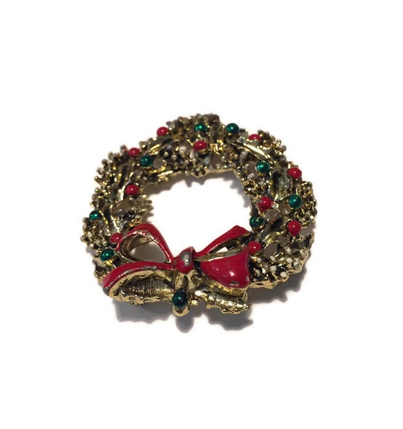 Christmas Wreath Pin - vintage. Women's Brooch, R… - image 3