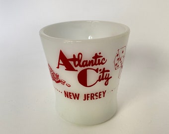 Vintage Atlantic City New Jersey White Glass Souvenir Mug