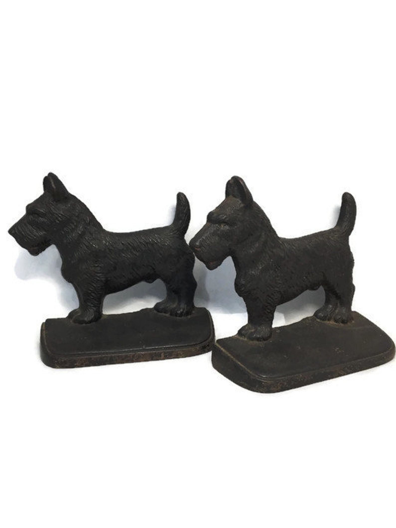 Vintage Scottie Dog Bookends Black Cast Iron Doorstops Etsy