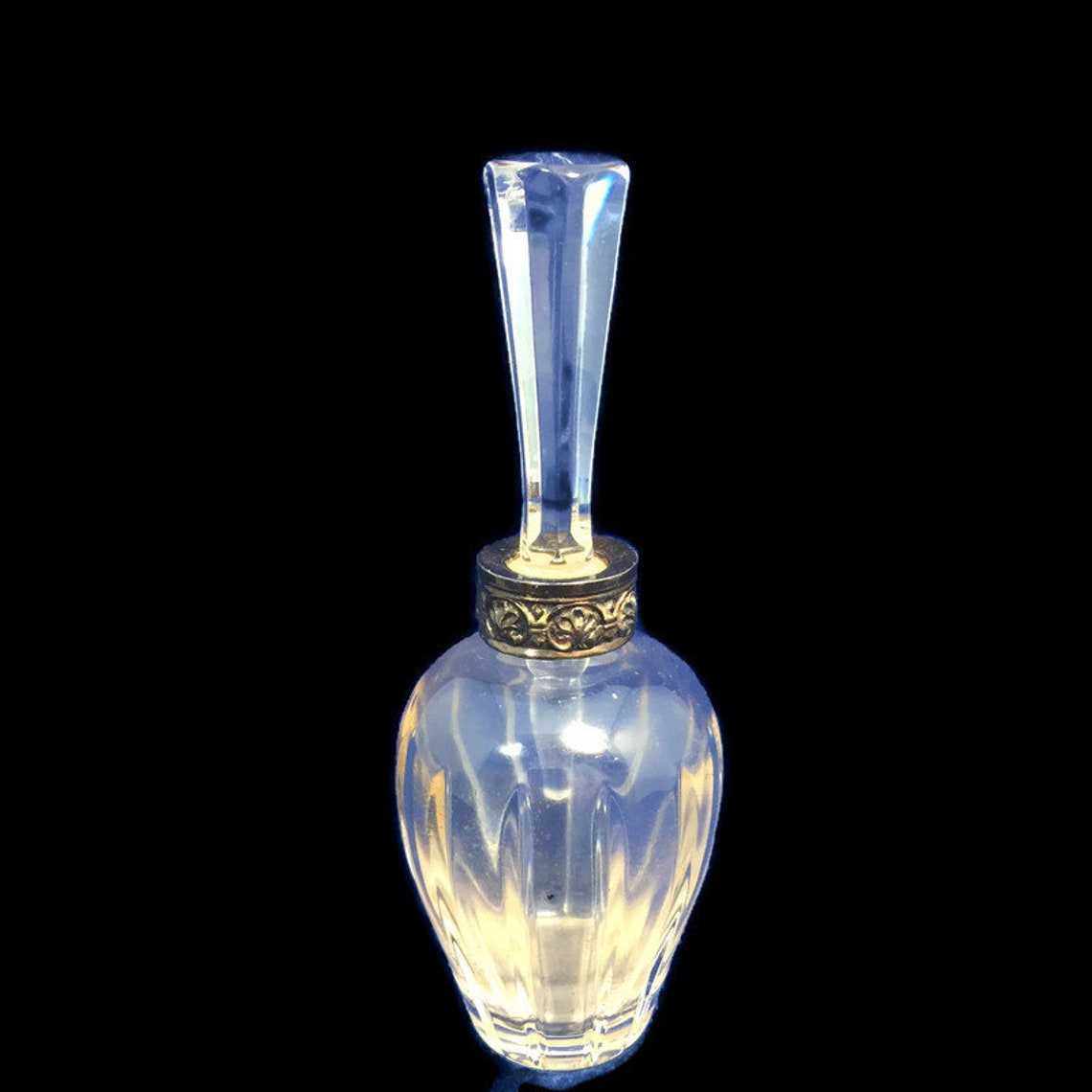 Crystal Perfume Bottle Crystal Stopper Hand Cut Art Glass Etsy