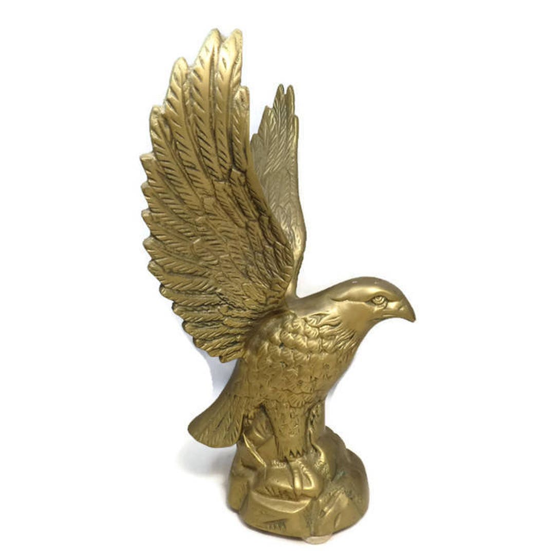Vintage Brass Eagle Solid Brass Statue Figurine Majestic Etsy
