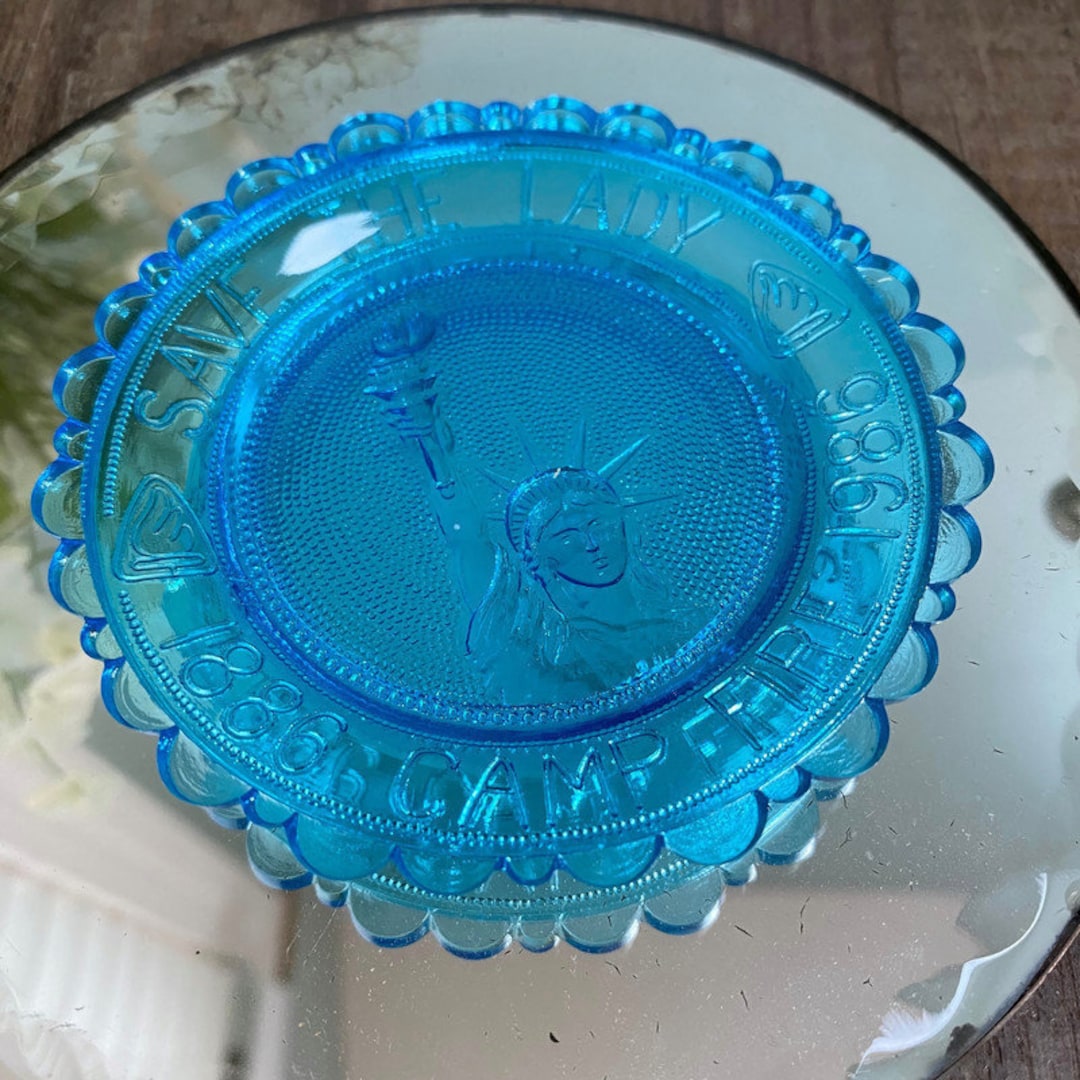 Vintage Pairpoint Glass Cup Plate Statue of Liberty Etsy