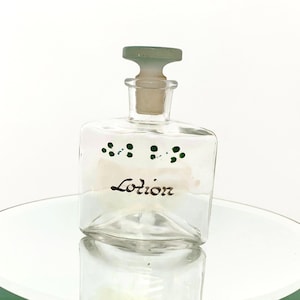 Vintage Triangular Glass Lotion Jar with Ground Glass Stopper