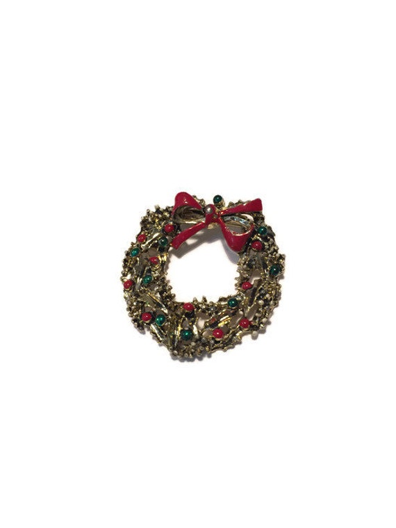 Christmas Wreath Pin - vintage. Women's Brooch, R… - image 2