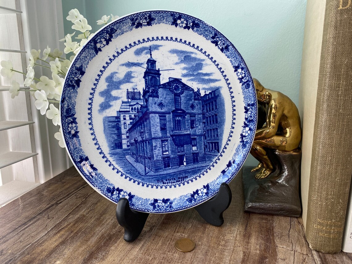 Antique Boston Massachusetts Souvenir Small Plate Old State Etsy