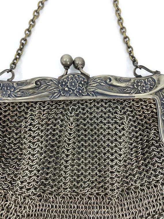 Antique German Silver Purse Victorian Silver Mesh Bag